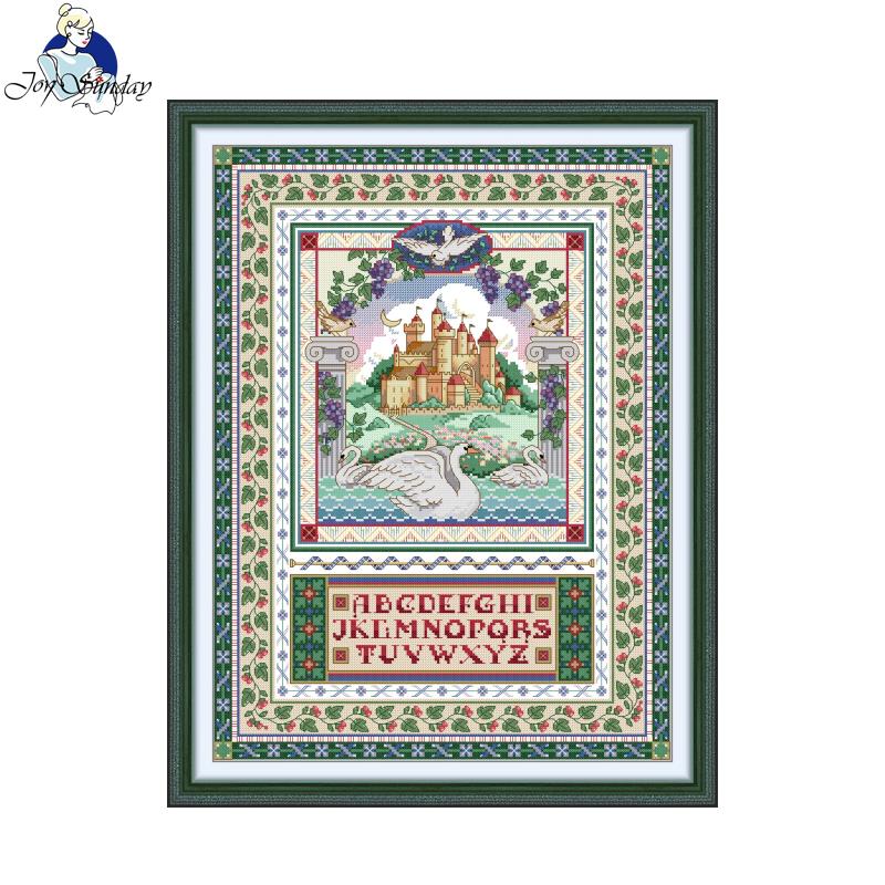 Textile Sewing Patterns - Joy Sunday Kruissteek Kits Swan Castle