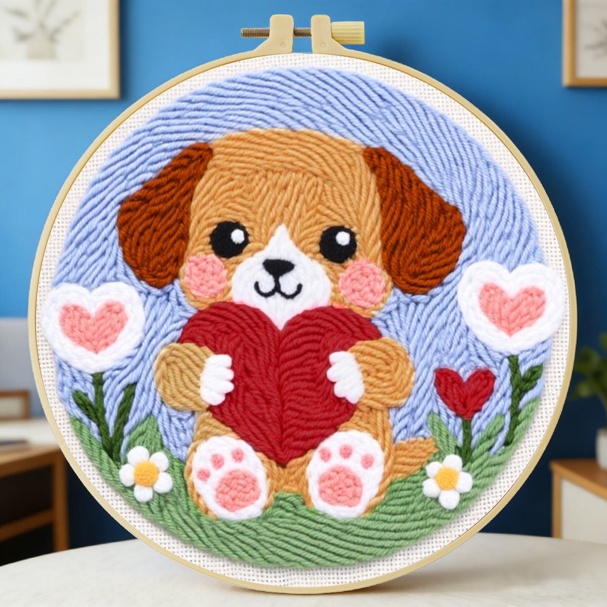 Sewing Textile Art - 20X20CM/7.87inch Hond Punch Naald Borduurset Kit