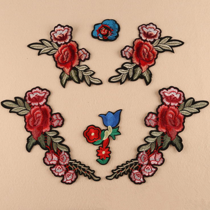 Sewing Id - Nieuwe collectie 10-delige roze bloemen geborduurde