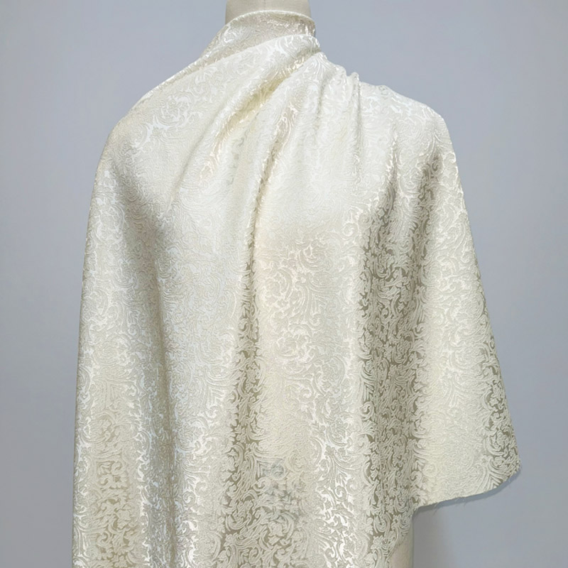 Textile Sewing Patterns - Voorgesneden beige damast jacquard brokaat, subtiel