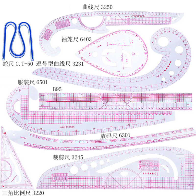 Sewing Gauge Ruler - 5/6/9pcs Set Kleermaker Meten Heerser Kit