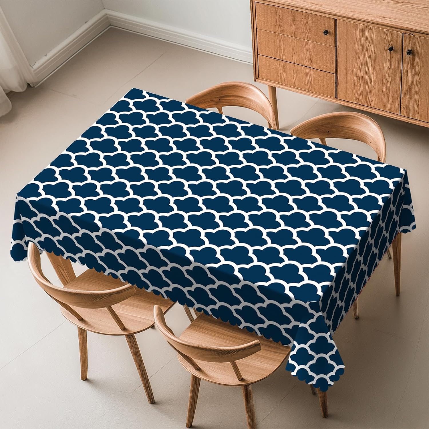 Century Textile & Sewing Supply Hours - Blauw tafelkleed Marineblauw wolk naadloos patroon